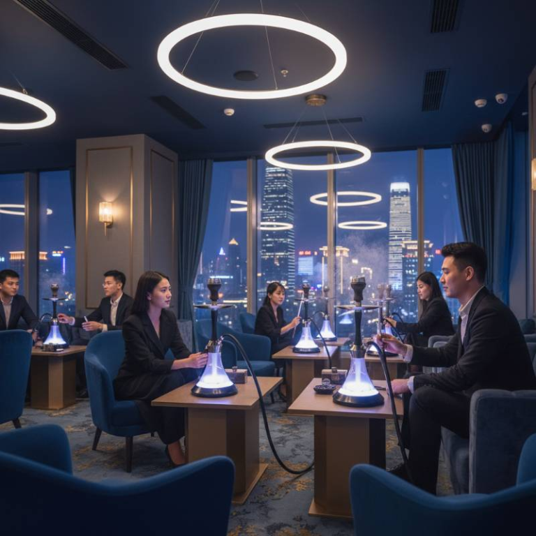 Modern luxury hookah lounge with electric devices
