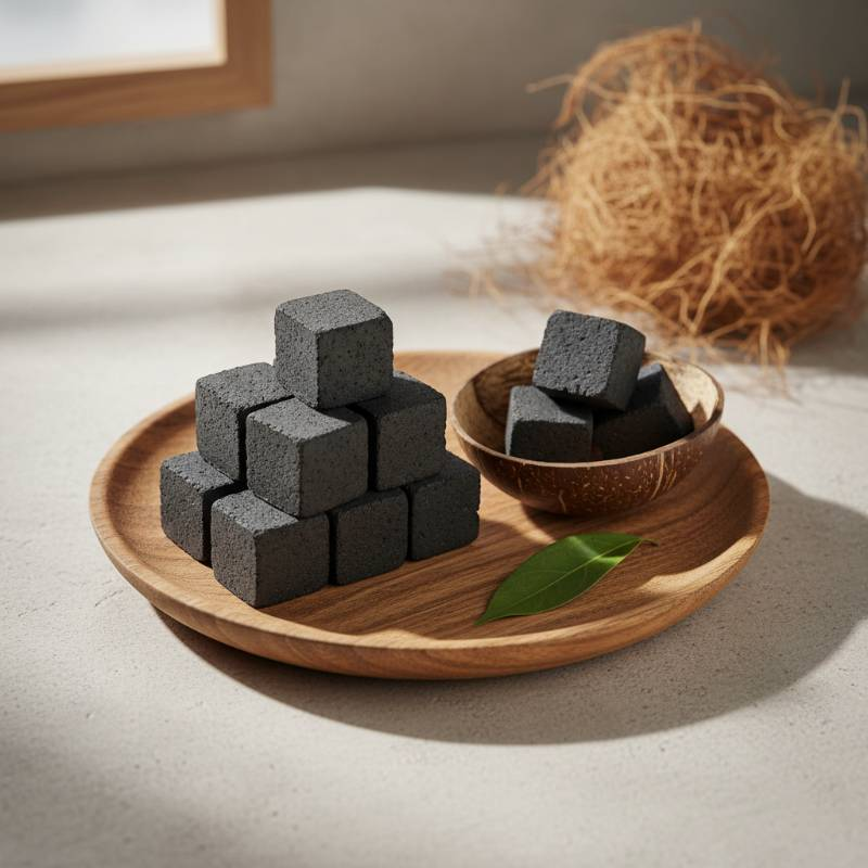 Eco-friendly coconut shell charcoal cubes