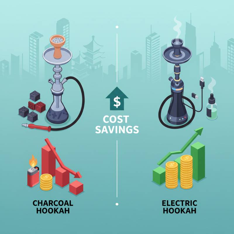 Infographic showing cost savings of electric vs charcoal hookah