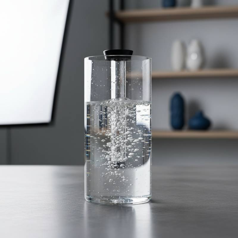 Clean glass hookah base with crystal clear water and bubbles