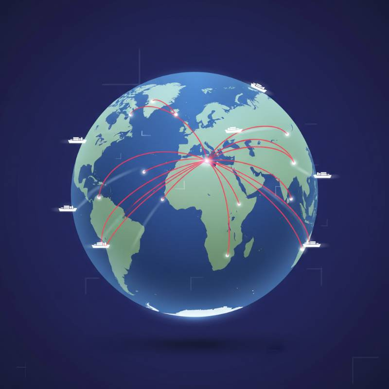 Infographic showing global shipping routes for tobacco