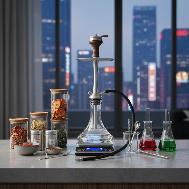 Modern hookah mixology setup with scale
