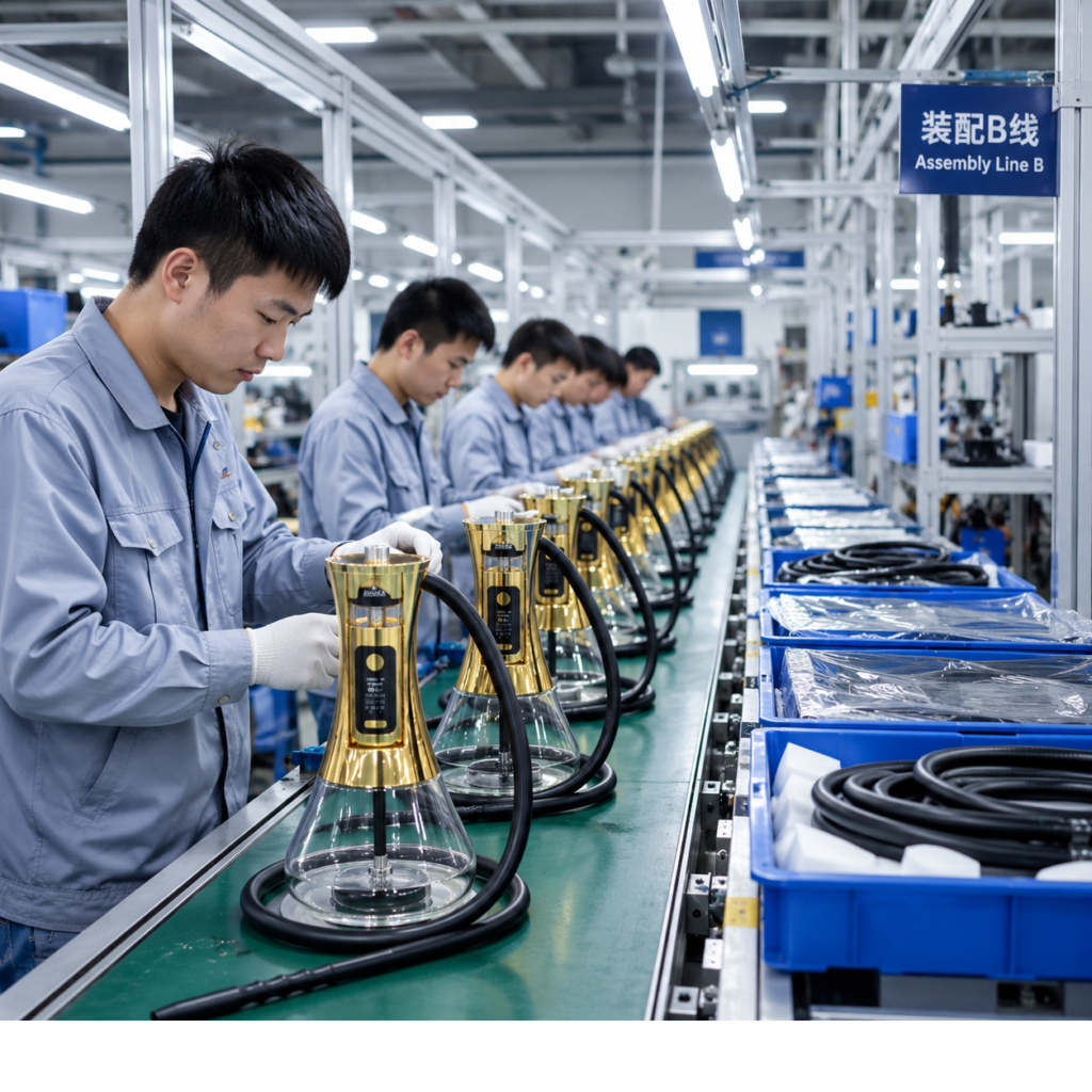 Modern electric hookah factory floor