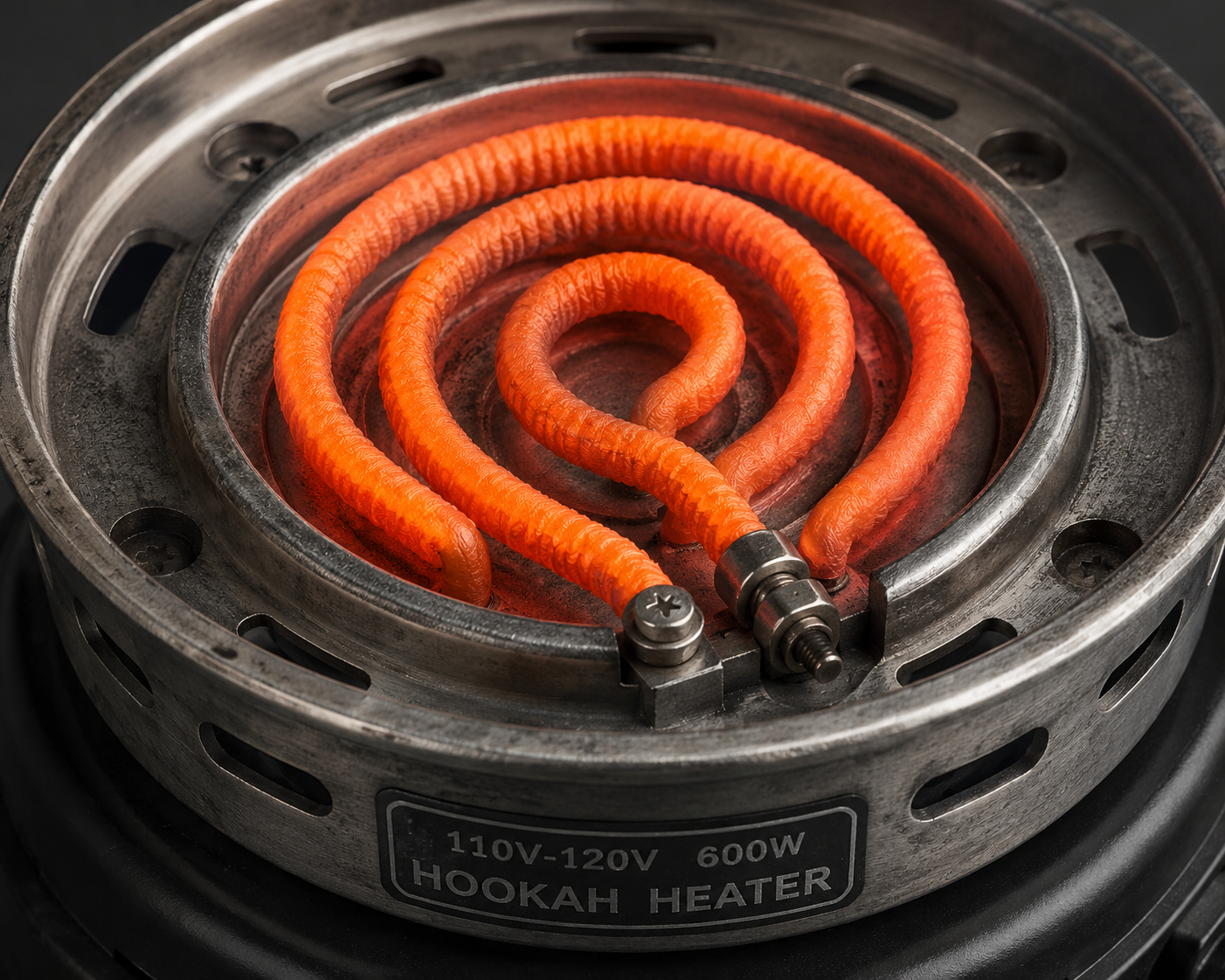 Close up of a heavy duty electric hookah heating element