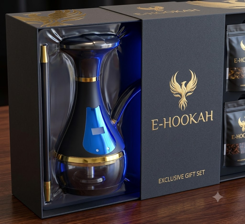 Close up of vacuum sealed shisha gift box with premium branding