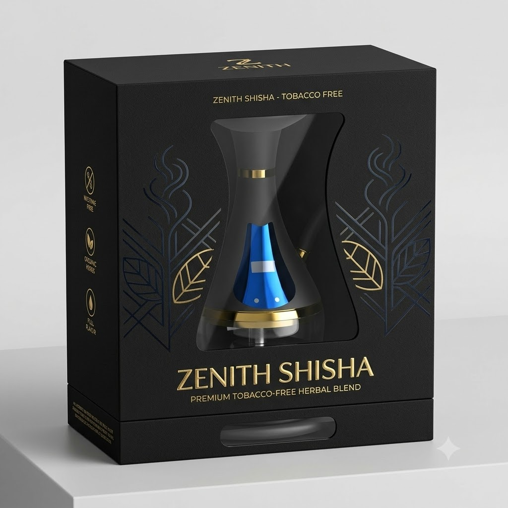 Infographic of 4-stage shisha infusion process with laboratory equipment