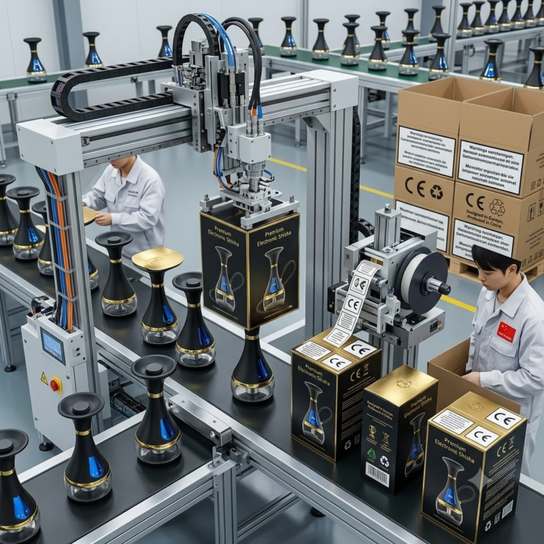 Industrial shisha factory production line Europe compliant packaging