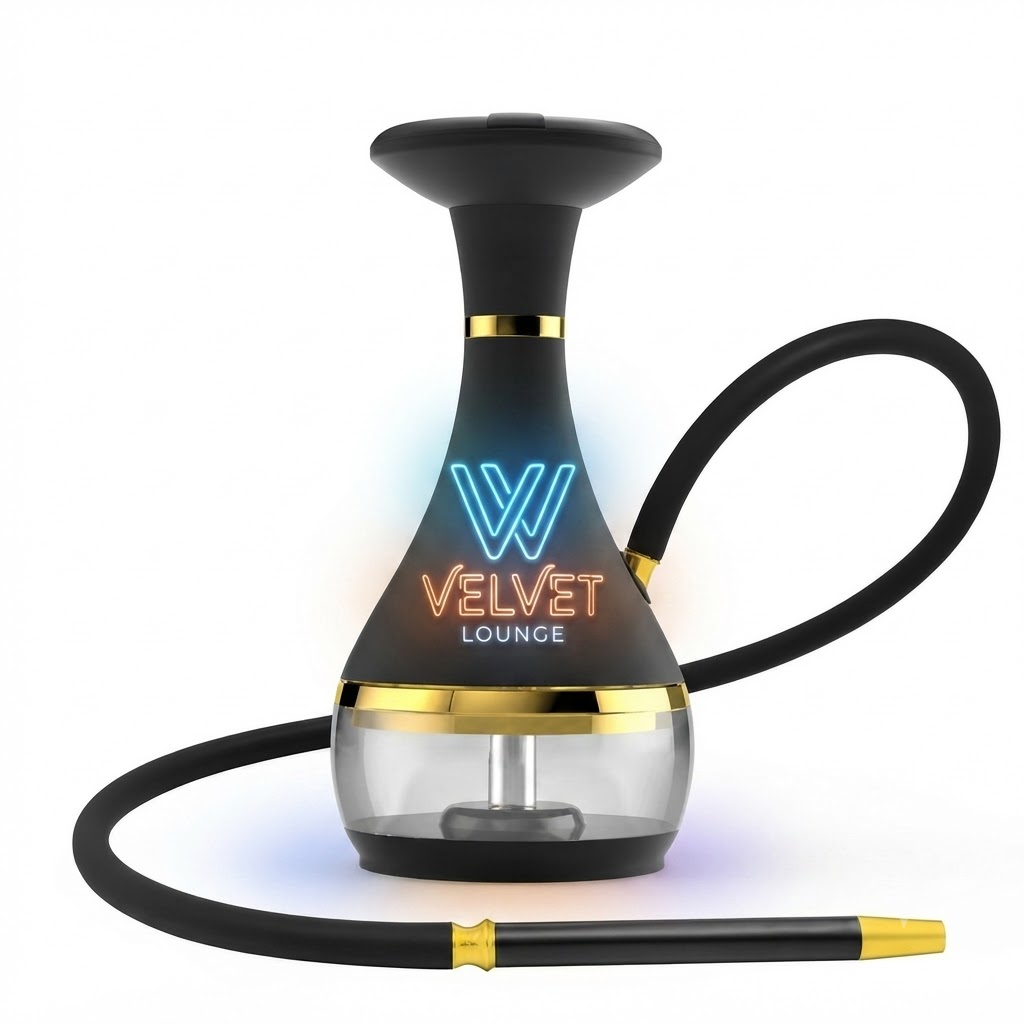 Electric hookah with custom glowing nightclub logo