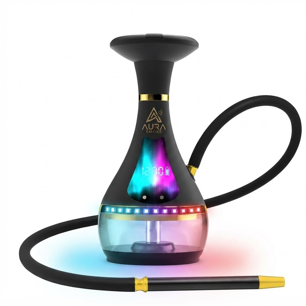 Custom branded electric hookah with LED lights.