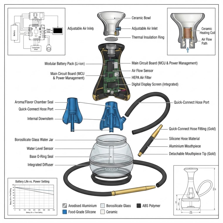 Electric hookah device engineering