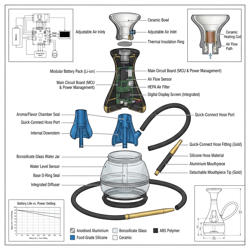 Electric hookah device engineering