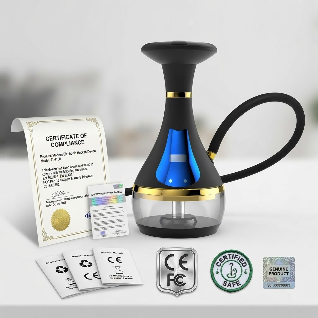 Compliance certificate documents and safety seal badges